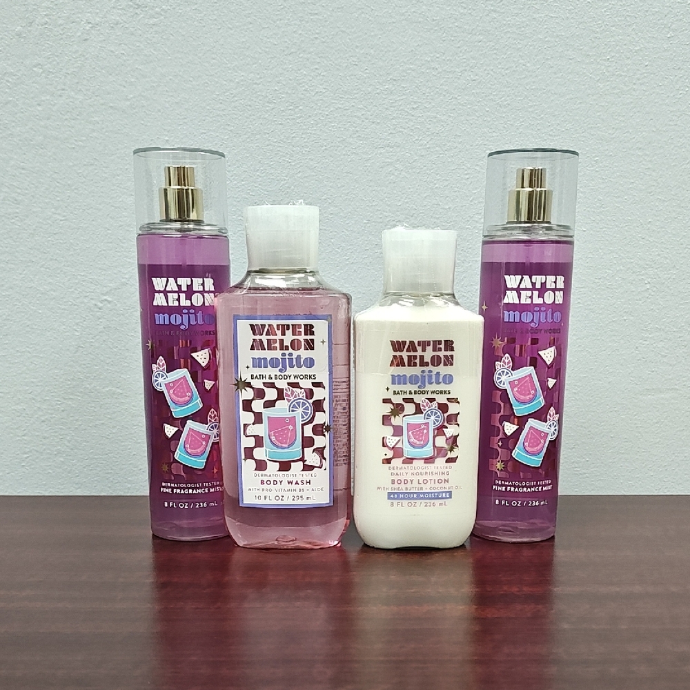 Bath & Body Works WATERMELON MOJITO 4 Piece Limited Edition Body Care Bundle Set